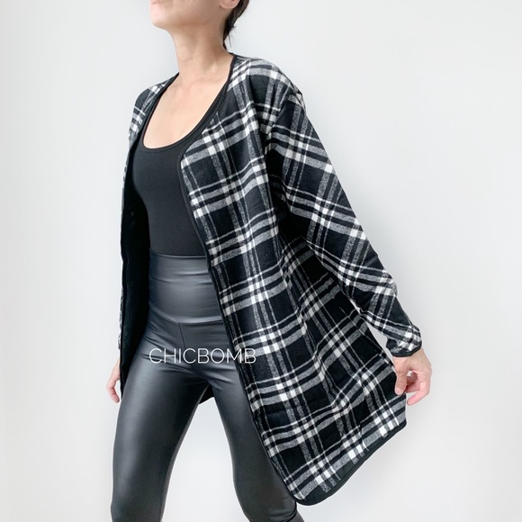 White and Black Plaid Coat - Picture 7 of 13